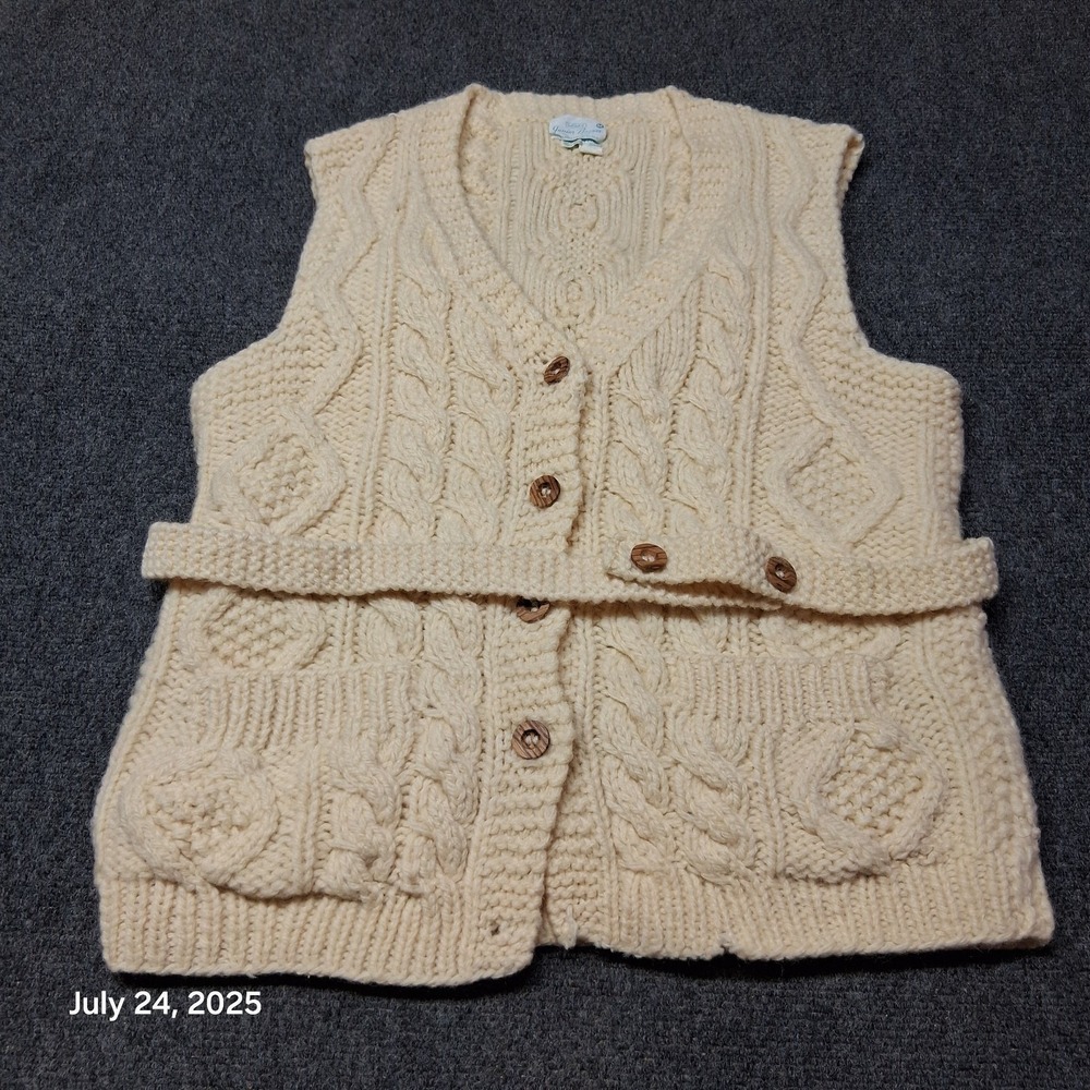 Vintage Sears Junior Bazaar Italian Virgin Wool Cardigan Sweater Vest Size Mediu